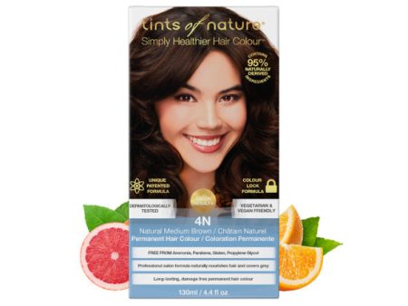 TINTS OF NATURE - 4N Natural Medium Brown Permanent Hair Dye - 4.4 fl oz (130 ml) on Sale