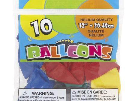 UNIQUE - 12  Latex Balloons, Assorted Colors - 10 Ballons Online Sale