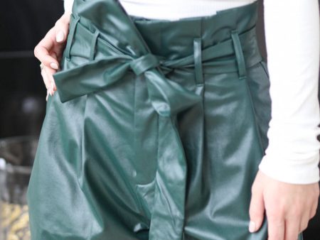 HUNTER GREEN FAUX LEATHER SHORTS Cheap