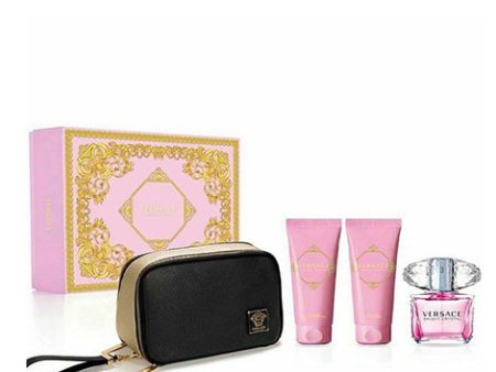 VERSACE BRIGHT CRYSTAL GIFT SET EDT SPRAY 100Ml + S G 100Ml + B L 100Ml + POUCH Fashion