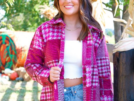 PINK PLAID OVERSIZED SHACKET For Cheap