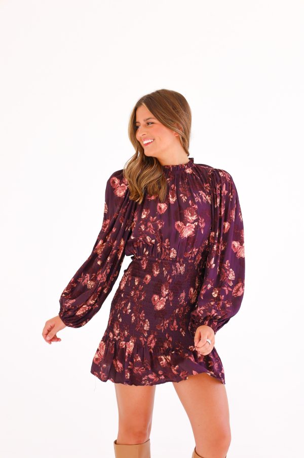 BROWN FLORAL SMOCKED DRESS Supply