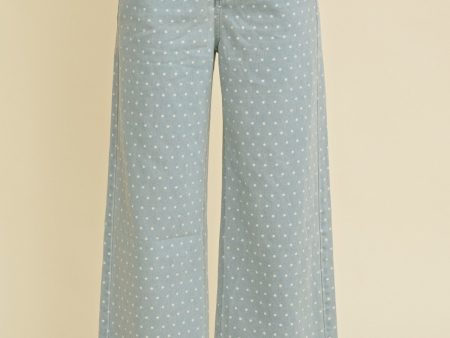 POLKA DOT WIDE LEG JEANS For Sale